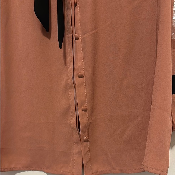 Mine size L  woman Orange Flutter Sleeve Blouse with Ruffled Tie Front - Picture 5 of 7